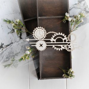 steampunk collection arrows with gears and clock decorative laser cut chipboard