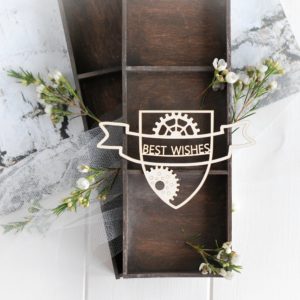 steampunk collection best wishes banner with gears decorative laser cut chipboard