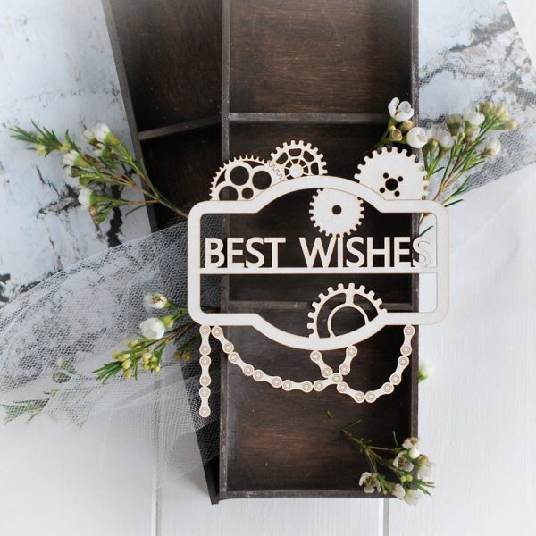 steampunk collection best wishes frame decorative laser cut chipboard