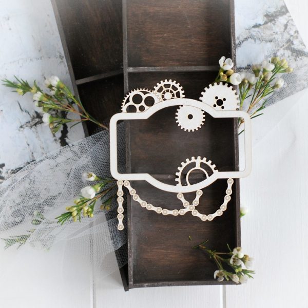 steampunk collection frame with gears decorative laser cut chipboards