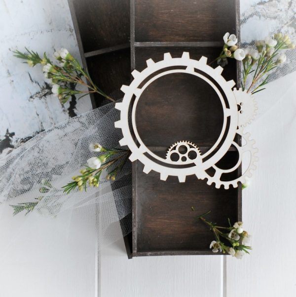 steampunk collection gear frame decorative laser cut chipboard