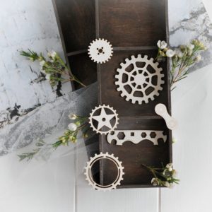 steampunk collection set of gears and elements decorative laser cut chipboards