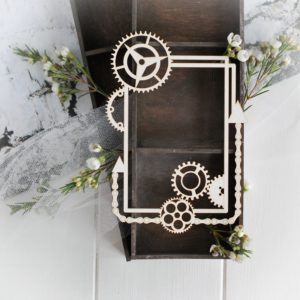 steampunk collection large frame with gears and arrows decorative laser cut chipboard