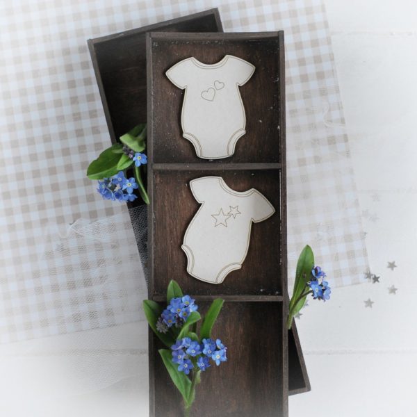 decorative laser cut chipboard baby bodies with hearts and stars