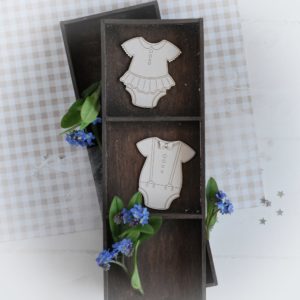 decorative laser cut chipboard set of two bodies for baby boy and baby girl