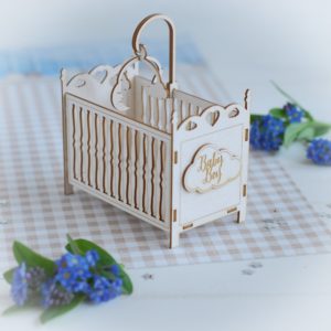 3d baby boy cot decorative laser cut chipboard