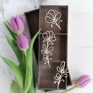 decorative laser cut chipboard floral elements set