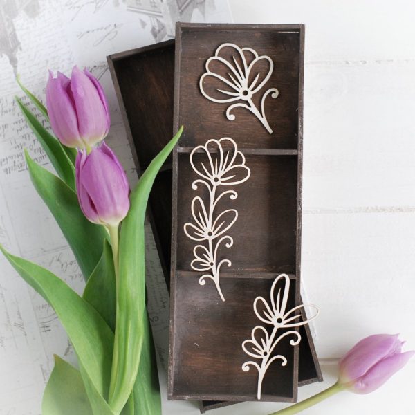 decorative laser cut chipboard floral elements set