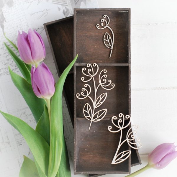 decorative laser cut chipboard floral elements