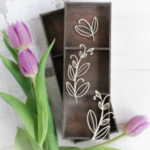 decorative floral laser cut chipboard elements