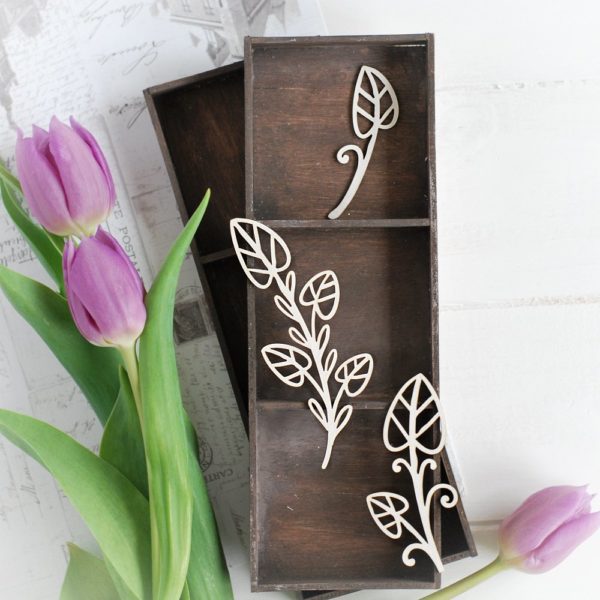 decorative laser cut chipboard set floral elements