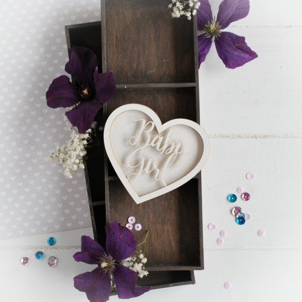 new baby collection baby girl heart shaker box decorative laser cut chipboard