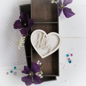 new baby heart shaker box decorative laser cut chipboard