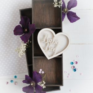 baby boy heart shaker box decorative laser cut chipboard