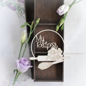 my recipes frame with rolling pin and whisk decorative laser cut chipboard