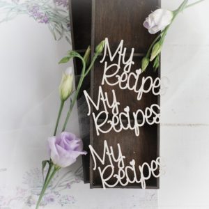 my recipes word set decorative laser cut chipboard