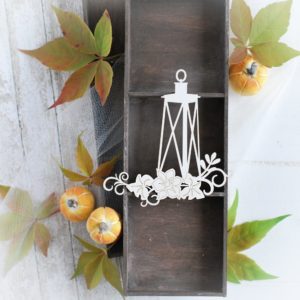 autumn halloween collection lantern with flowers decorative laser cut chipboard