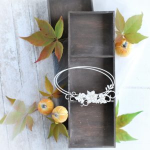 autumn halloween collection oval frame with flower composition decorative laser cut chipboard