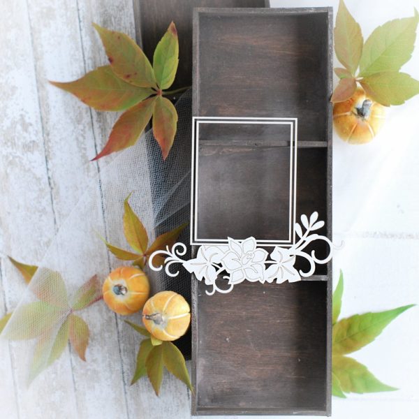 autumn halloween collection rectangle frame with flower composition decorative laser cut chipboards
