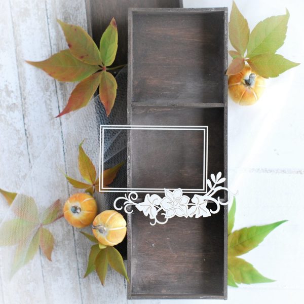 autumn halloween collection rectangle frame with flowers decorative laser cut chipboard