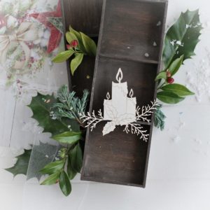 christmas collection candles with holly leaves and winter branches decorative laser cut chipboard