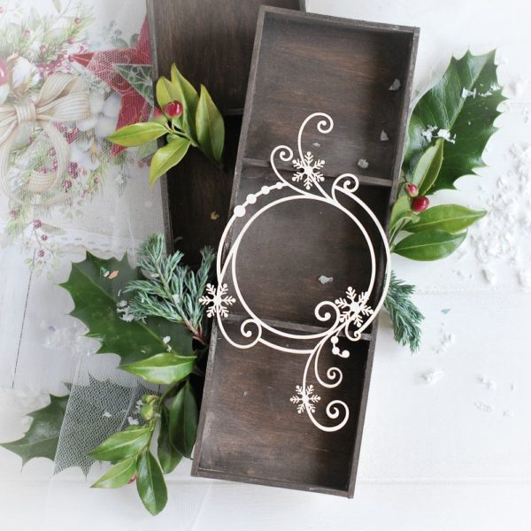 christmas collection frame with swirls and snowflakes decorative laser cut chipboard