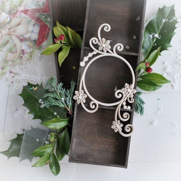 christmas collection 2d frame with swirls and snowflakes decorative laser cut chipboard