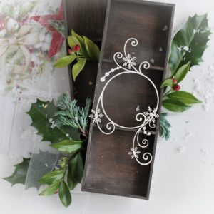 christmas collection frame with snowfalkes and swirls decorative laser cut chipboard