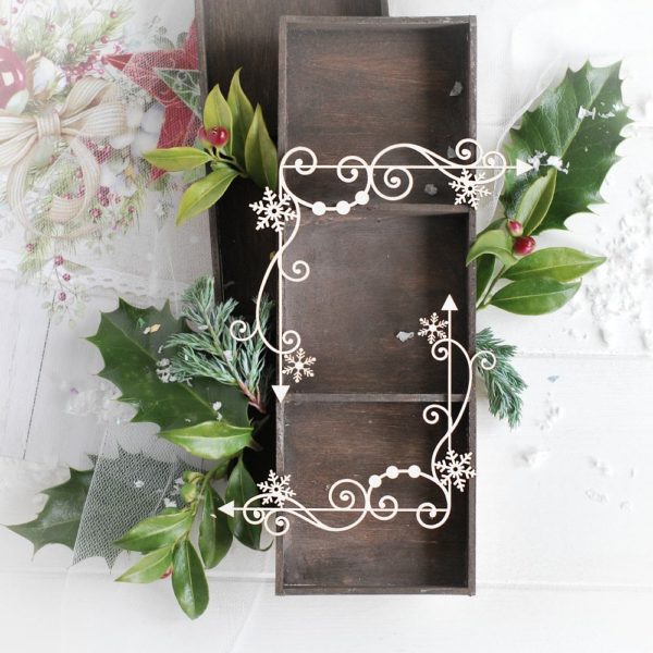 christmas collection set of two corners with swirls and snowflakes decorative laser cut chipboards