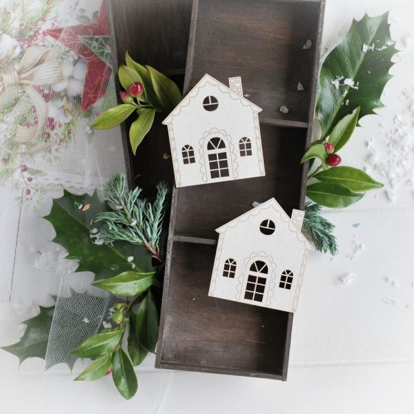 christmas collection set of two gingerbread house decorative laser cut chipboard