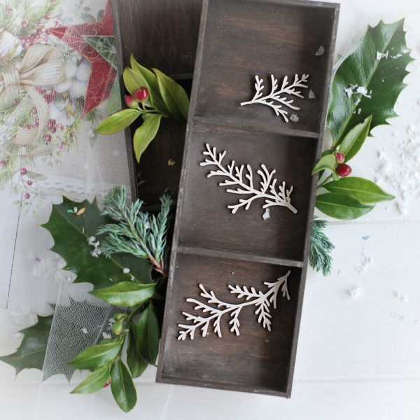 christmas collection set of tree winter branches decorative laser cut chipboards