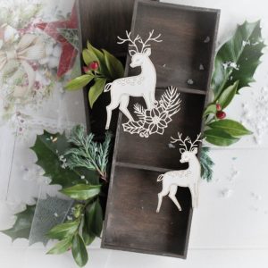 christmas collection set of two deer decorative laser cut chipboard