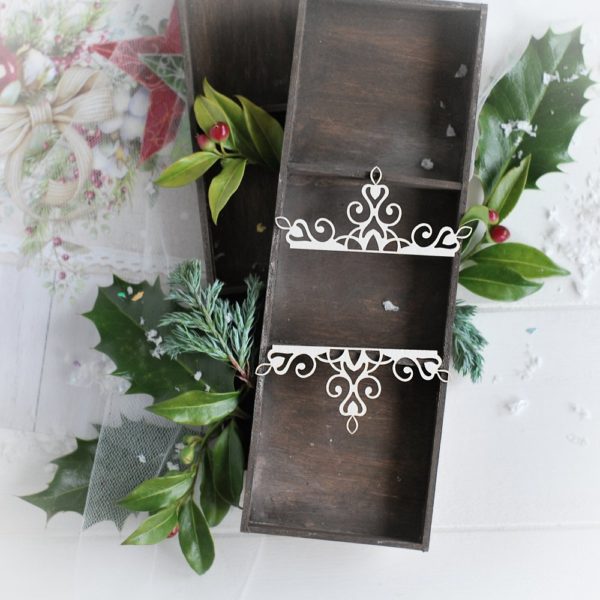 christmas collection set of two small ornaments decorative laser cut chipboards