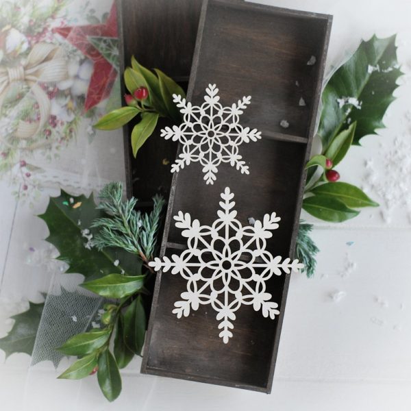 christmas collection set of two snowflakes decorative laser cut chipboards