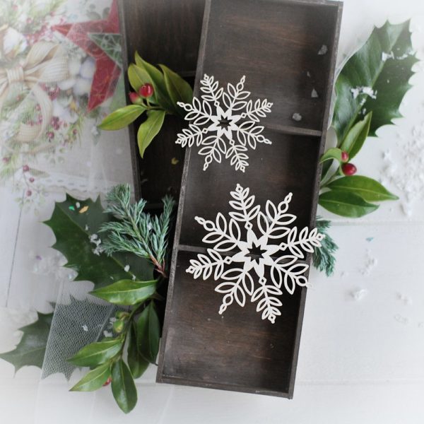 christmas collection set of two snowflakes decorative laser cut chipboards