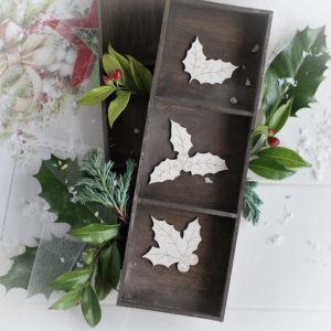 christmas collection holly branches set decorative laser cut chipboards