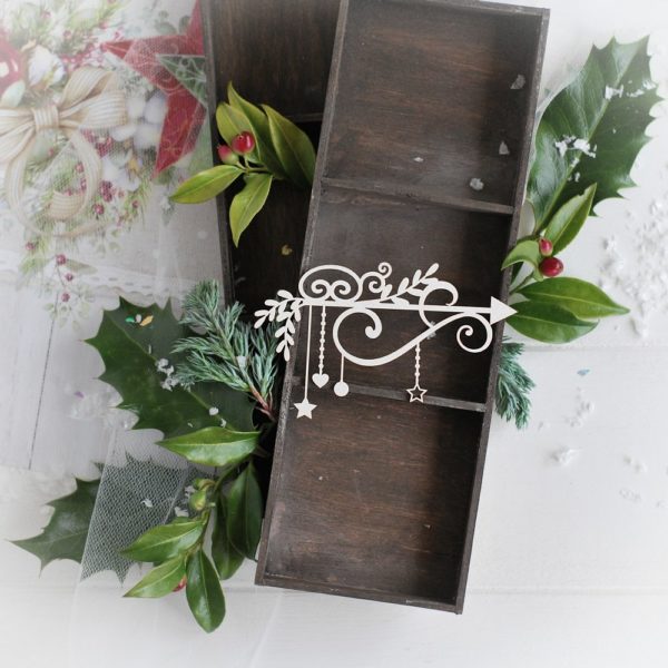 christmas collection small corner with swirls branches stars heart and bauble decorative laser cut chipboard