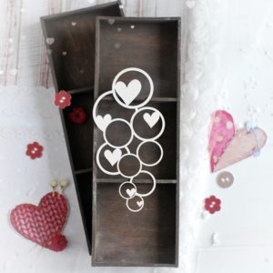 decorative laser cut chipboard bubbles with hearts background