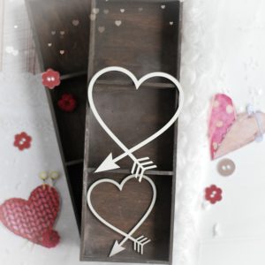 set of two arrow hearts decorative laser cut chipboards