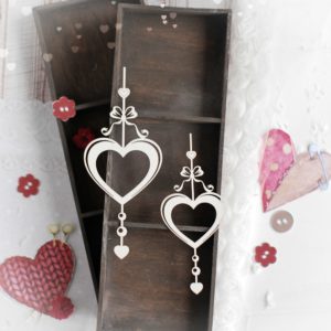 set of two hearts decorative laser cut chipboard elements