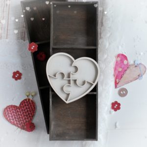 puzzle heart shaker box decorative laser cut chipboard