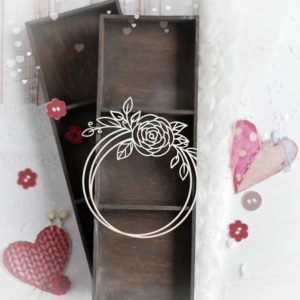 decorative laser cut chipboard wreath frame with floral arrangements