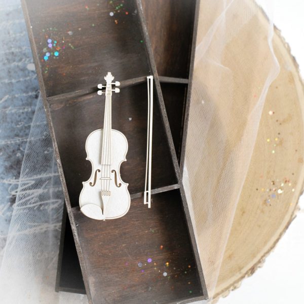 2d small violin decorative laser cut chipboard element