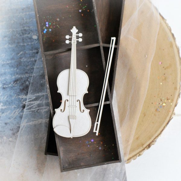 2d large violin decorative laser cut chipboard element