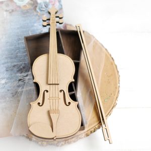 decorative laser cut mdf large 2d violin