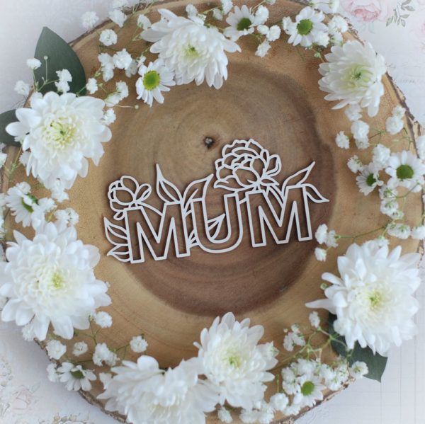 mothers day collection large mum with flowers decorative laser cut chipboard
