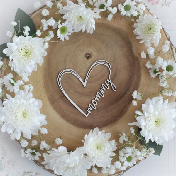 mothers day collection mommy heart decorative laser cut chipboard