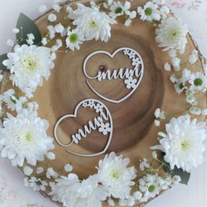 mothers day collection set of two mum hearts with flowers decorative laser cut chipboard