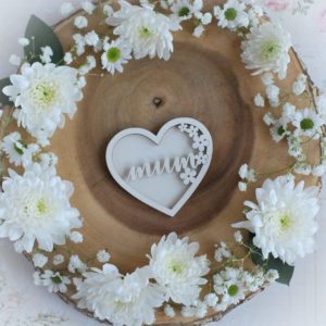 mothers day collection mum heart with flowers shaker decorative laser cut chipboard