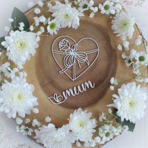 mothers day collection mum word and heart with rose decorative laser cut chipboard elements